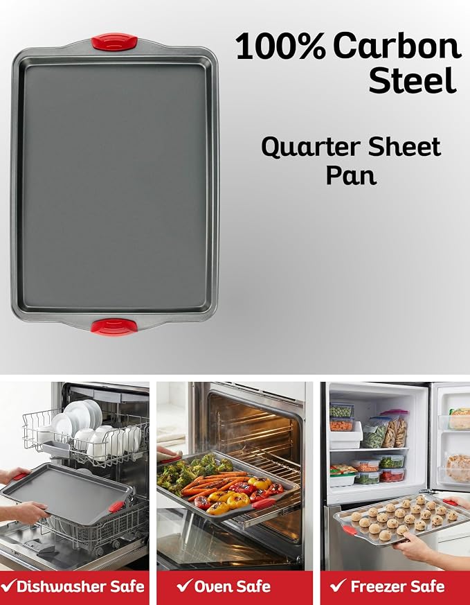 Boxiki Kitchen Nonstick Baking Sheet Pan Heavy-Gauge Carbon Steel, Warp, Dent, and Rust-Resistant Gourmet Rimmed Half Cookie Sheet Tray, Non-Toxic for Exceptional Baking Performance - 15x10 Inch