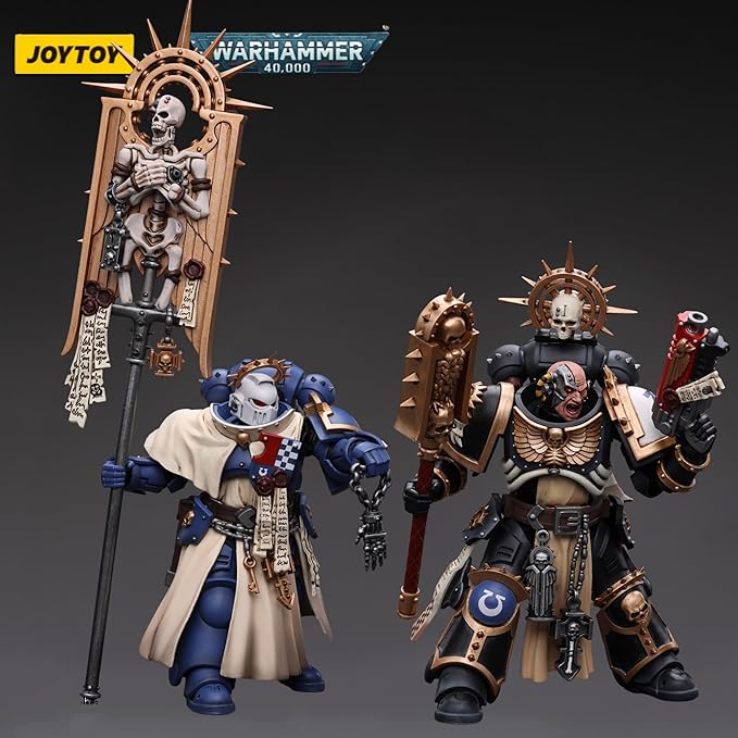 JOYTOY 1/18 Warhammer 40k 2PCS Action Figure Ultramarines Bladeguard Ancient,Chaplain Indomitus Collection Anime Model Christmas Birthday Gifts