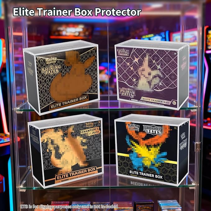 ETB Protector Case -Acrylic Elite Trainer Box Protector -Booster Box Acrylic Case -Compatible with Elite Trainer Boxes, Magnetic Closure Protective Display Case Easy Top Loading