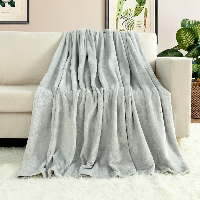 Fleece Blanket Super Soft Cozy Throw Blanket 50" x 60", Lightweight Fuzzy Comfy Textured Flannel Blanket Warm Plush Throw Blankets for Couch, Sofa, Bed, Mirage Gray