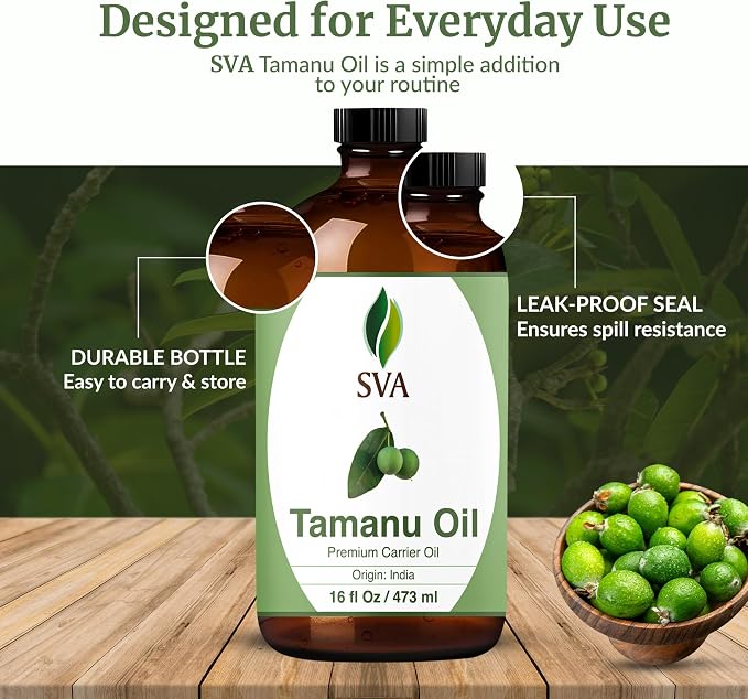 SVA Tamanu Oil 16 Fl Oz - for Face, Skin Care, Hair Care, Scalp Massage & Body Massage