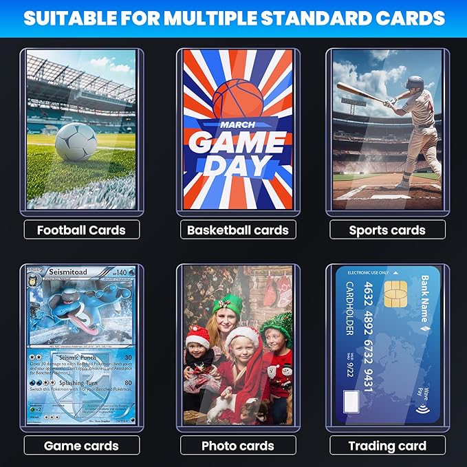 1200 Card Sleeves Top Loaders for Cards, 3" x 4" Hard Plastic Toploaders, Baseball Card Protectors, Trading Card Holder for Football Sports Cards (600 Toploaders + 600 Penny Sleeves)