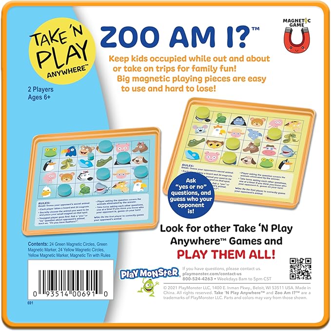 Take N Play, Anywhere Zoo Am I, Board Games for Kids- Board Games for Family Night, Family Games, Game Night, Family Board Games, Kids Toys, Travel Games, Preschool Toys, Multi-Player Game, Ages 6+