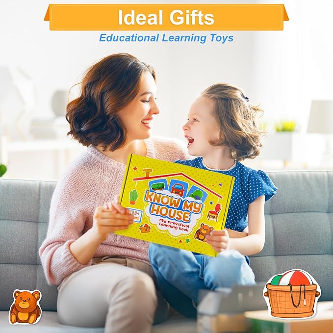 Reusable Sticker Books for Toddlers 2-4 Years Pre-Assembled, Home Scenes Educational Toys, Montessori Inspired, Easy Travel, Reusable Sticker, Toy for 2-3 Year Old Girls Boys
