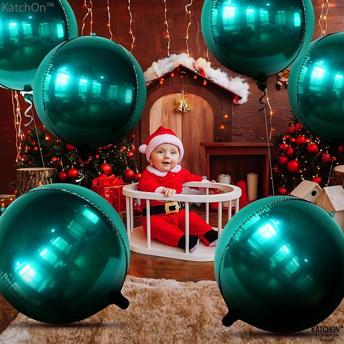 KatchOn, Metallic Emerald Green Balloons - Big 22 Inch, Pack of 6 | Dark Green Mylar Balloons, Emerald Green Foil Balloons for Emerald Green Party Decorations