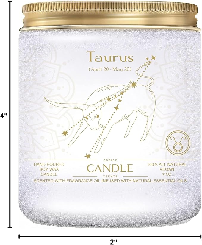 Candle, Soy Wax, Scented, Zodiac - Taurus, Birthday Gift for Women