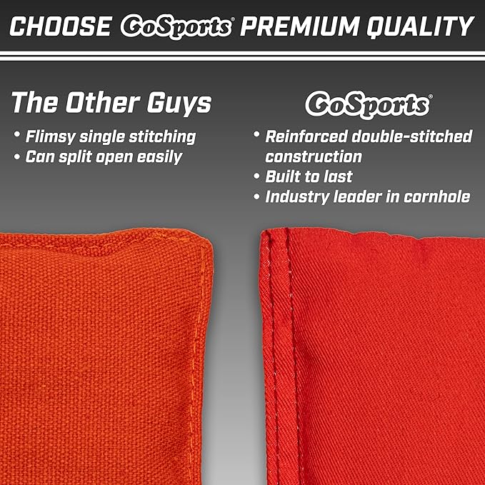 GoSports Official Regulation Cornhole Bean Bags Set of 8 – for Fun Casual Cornhole Games - All Weather - American Stars and Stripes or Red and Blue