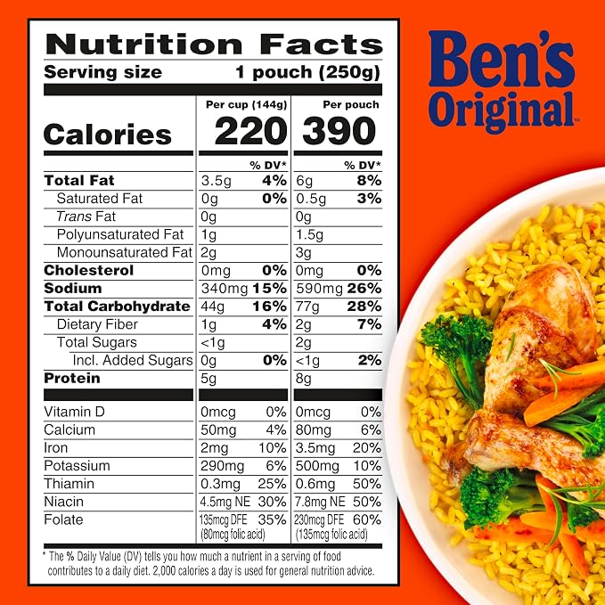 BEN'S ORIGINAL Ready Rice Roasted Chicken Flavored Rice, Easy Dinner Side, 8.8 OZ Pouch (Pack of 6)