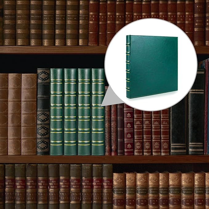 WOT I Vintage Leather Card Binder | Holds 450 Cards, Refillable Leather 3 Ring Binder for MTG/TCG/Sports Cards, Elegant Book-Style Organizer - Dark Green