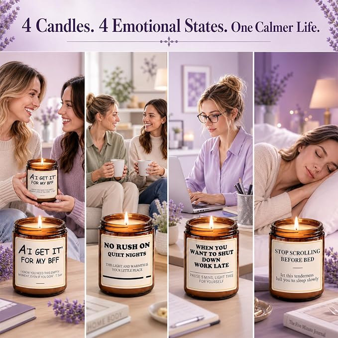 Lavender Candle Gifts for Women - 7oz Home Scented Soy Candle for Relaxation - Lavender Aromatherapy Candle for Stress Relief - Clean Burning, Long Lasting 50 Hours, Mothers Gift for Birthday for Mom