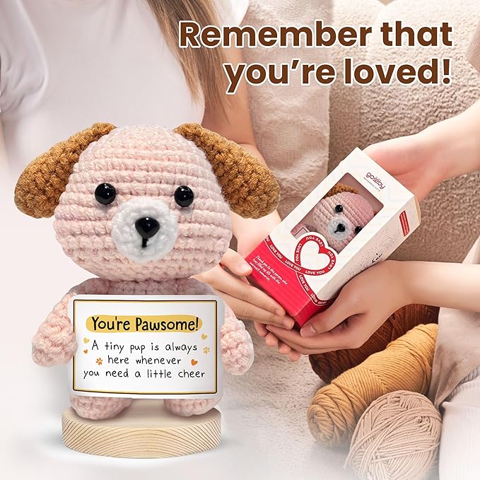 Gossby Inspirational Gift for Women, Men - Positive Dog Crochet - YOU'RE PAWSOME - Christmas, Birthday, Emotional Support, Positive Energy, Dog Lover Gift for Friend, Coworker, Teacher, Mom