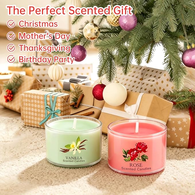 20 Pack Scented Candles, 1.6 oz Mini Candles Bulk, Small Candles Set with 10 Fragrances, Natural Soy Wax, Aromatherapy Gifts for Home Decor, Yoga, Relaxation, Women