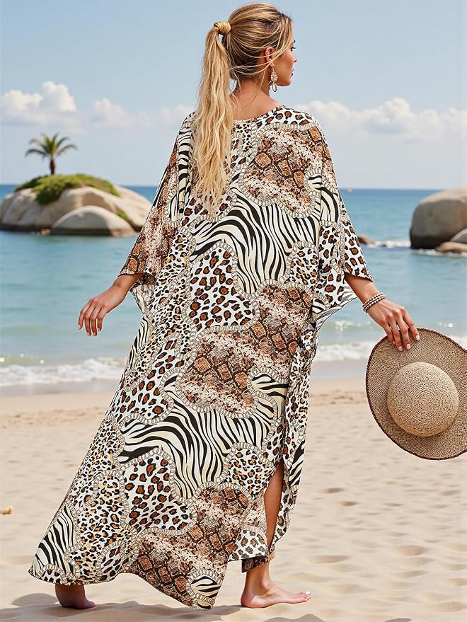 Mumu Dresses for Women Plus Size, Bohemian Kaftan Beach Cover Up Long Maxi Nightgown Soft Loungewear