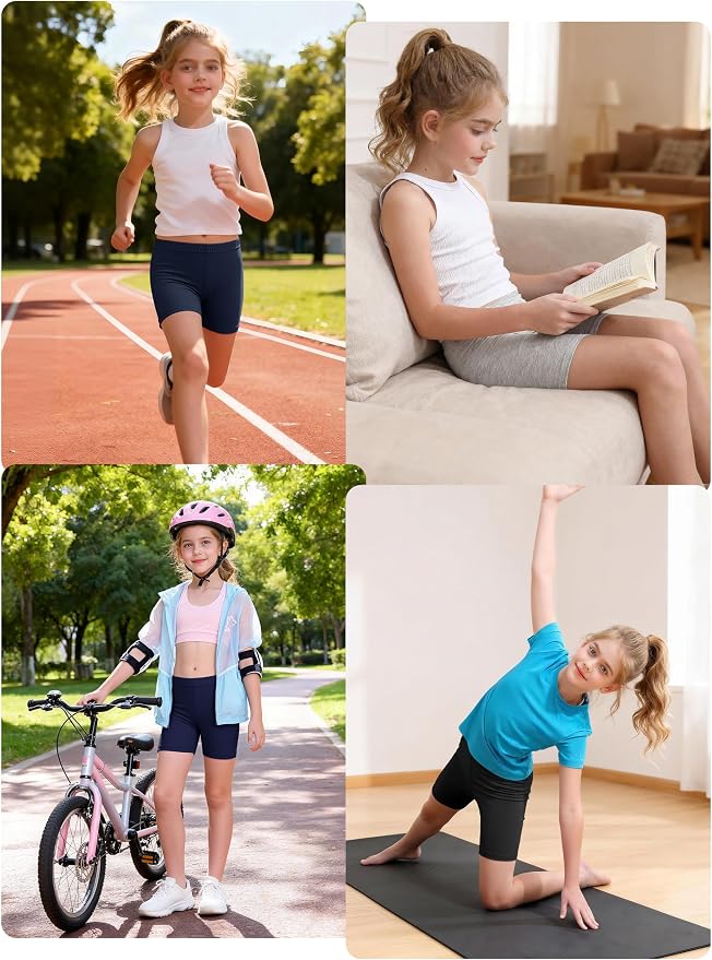 Resinta 6 Pack Girls Bike Shorts Under Dress Dance Cartwheel Shorts for Toddler Kids Summer Clothes Multicolor