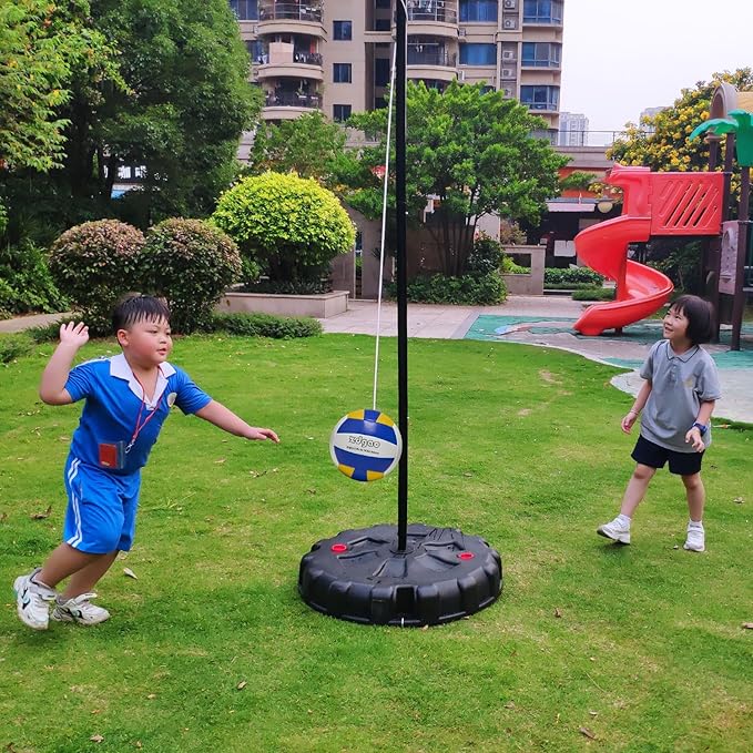 Tetherball Ball and Rope, Replacement Tether Ball with Carabiner, Ball Pump with Needle for Kids and Adults Backyard Game