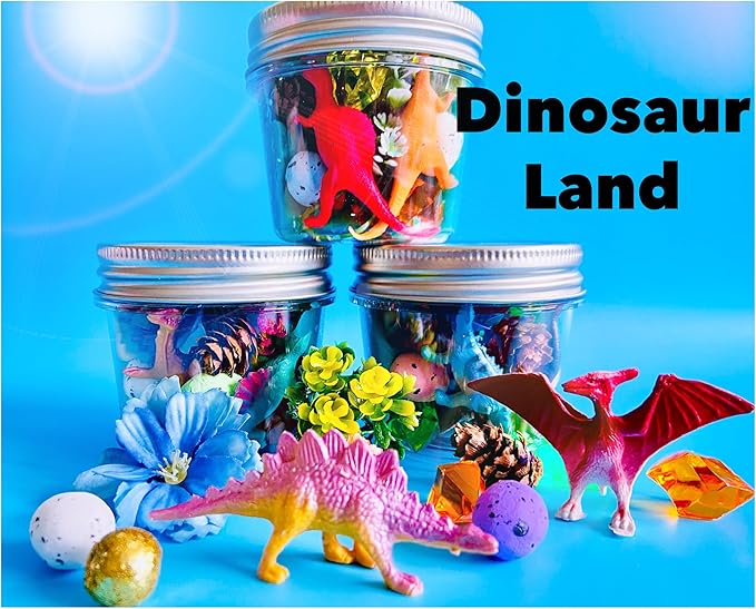 MAGIC Play dough Jars, Play dough kit,Kids Party Favors, Goodie Bags,Birthday Party Favors, Playdoh, Birthday gift for kids, girls boys gift (Dinosaur Land)