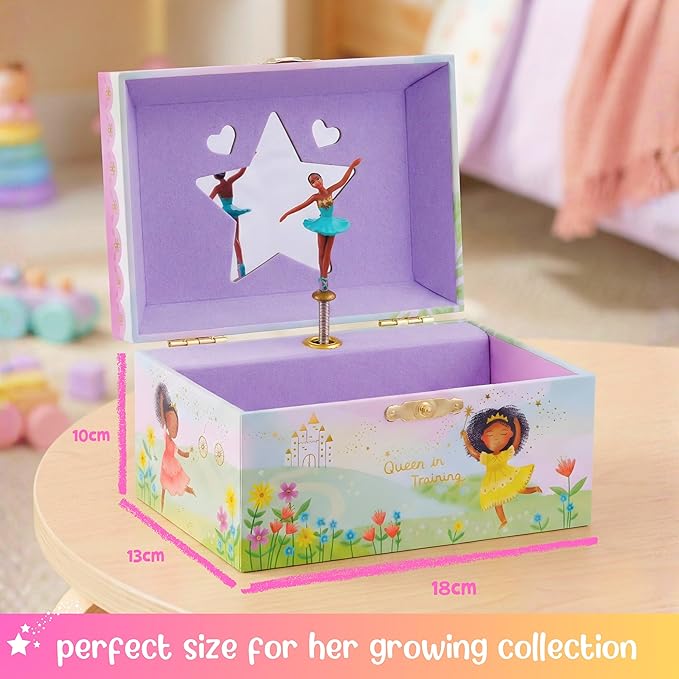 Giggle & Honey Ballerina Jewelry Box - Ballerina Gifts for Girls Age 4-6- Kids Jewelry Box with Spinning Ballerina - 6 x 4.7 x 3.5 in