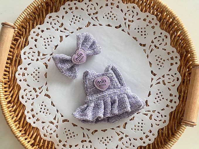 15-17cm Doll Clothes for Labb Rabbit Bunny, Luxury Chic Doll Clothing Bowknot+Dress+Handbag ,Fashionable Elegant Outfit for Dress up, Doll Costume Cosplay Fashion Dresses -Pink