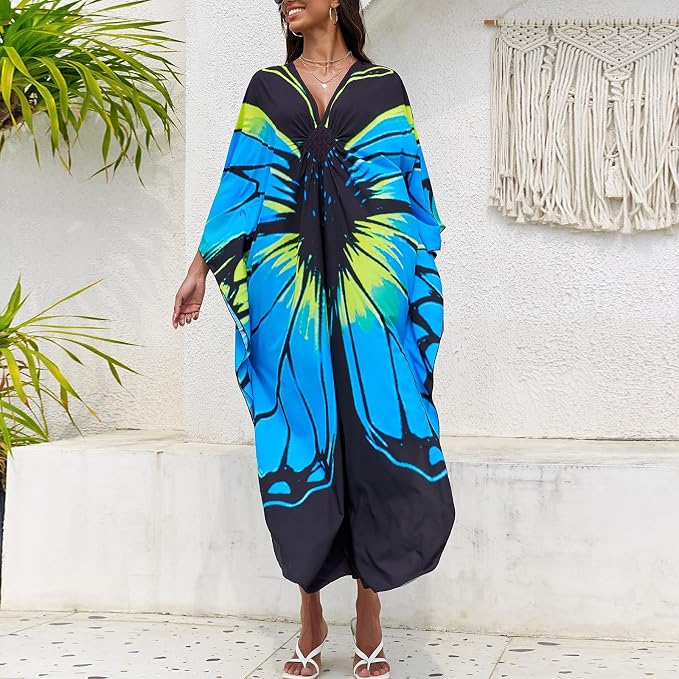 SXMURP Moomoo Dresses for Women, Caftan Dresses for Women Tropical Hawaiian Cotton Cover Ups Bathing Suit Loungewear Swimsuit