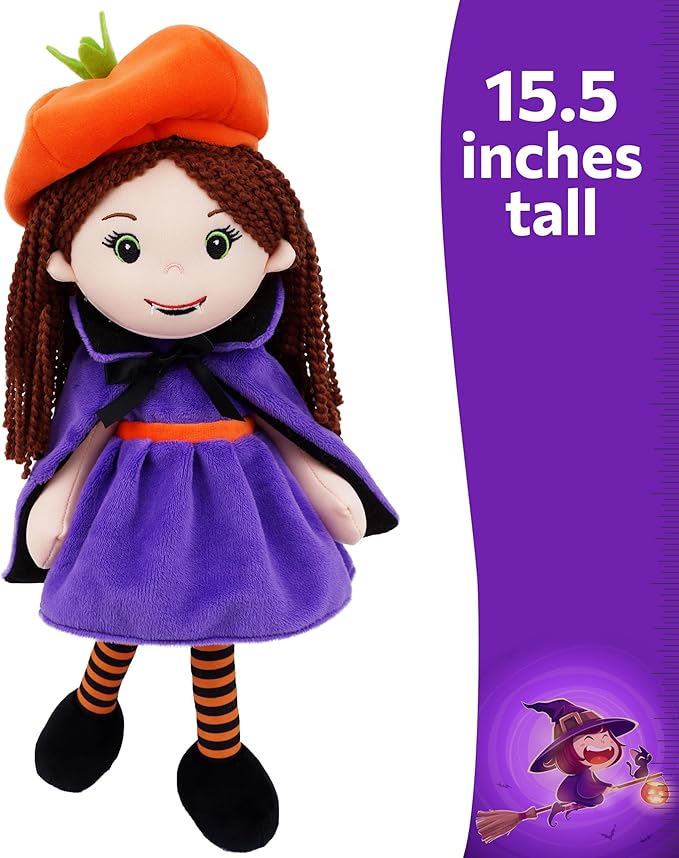 June Garden Personalized Sophie The Sweet Vampire - Soft Cuddly Plush Doll for Girls - Huggable Rag Doll - Customized Name and Size