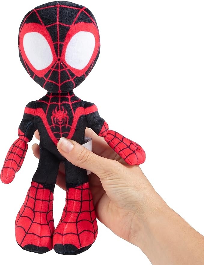 Marvel Spidey and His Amazing Friends 8" Miles Morales/Spin Plush - Spider-Man Stuffed Animal Toy Figure - Officially Licensed - Spider-Verse Gift for Kids, Boys, Girls - 8 Inches