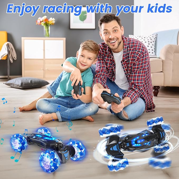 YEMIAI Gesture Sensing RC Stunt Car,4WD Drift Hand Controlled 360° Flips Trick Car with Lights & Music, Toys car is Cool Birthday Gift for Kids Ages 7-12