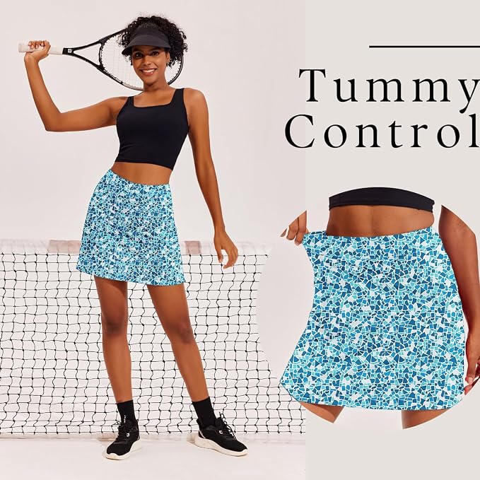Ekouaer 16" Skorts for Women with Pockets Golf Pickleball Tennis Skirt | Silicone Grippers,2 Inner Pockets,Wide Waist,Side Slit Hem,Breathable,Soft,Lightweight