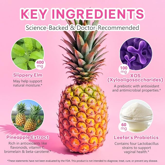 Women's Probiotic Gummies for Vaginal Health - pH Balance & Immune Support Supplement, Pineapple Flavor, 60 Count | Feminine Care Vitamins for Women