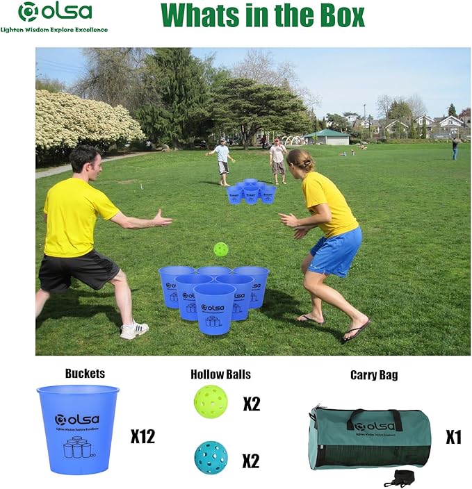 Olsa Giant Yard Pong Outdoor Games, Classic Toss Family Games for Beach Camping Lawn Backyard Party, Indoor Outdoor Game for Adults and Family(Blue Glow in Dark)