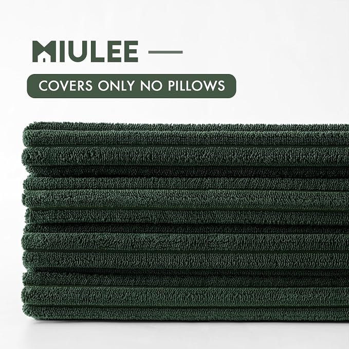 MIULEE Soft Corduroy Decorative Throw Pillow Covers Army Green 18x18 | Set of 4, Mordern Nordic Christmas Decor, All Same Color Set, Boho Farmhouse Cushion Covers for Couch Bed Sofa Living Room