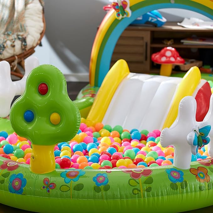INTEX Garden Inflatable Kiddie Pool: Inflatable Kids Pool with Water Sprayer and Slide – Splash Pad – 114" x 71" x 41" – Ages 3+