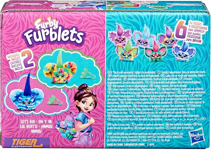Furby Furblets 2-Pack, Mini Friends Pix-Elle & Ooh-Koo, 45+ Sounds Each, Music & Speaks Only Furbish, Electronic Plush Toys, Multicolor & Blue/White, Back to School Gifts, Ages 6+ (Amazon Exclusive)