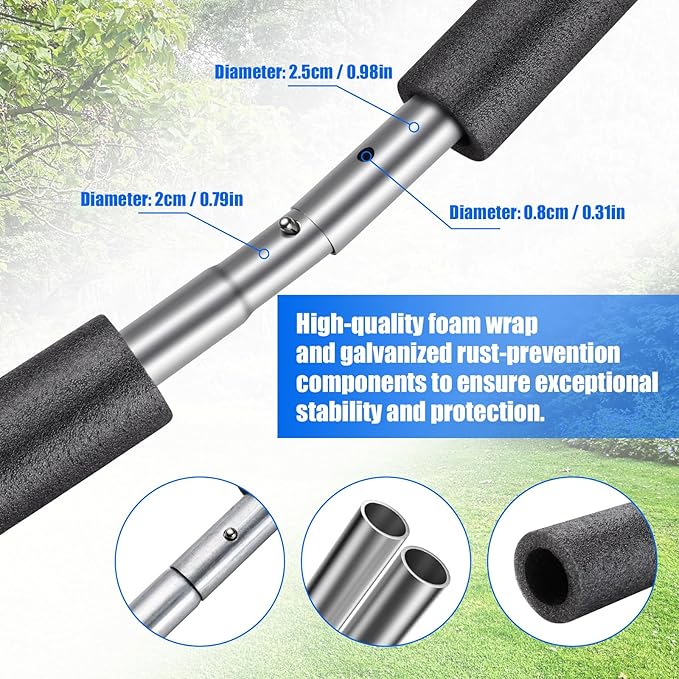 TOBWOLF Trampoline Poles Replacement, Universal Trampoline Replacement Enclosure Poles with Safety Foam Sleeves, Fits 12-16FT Trampolines