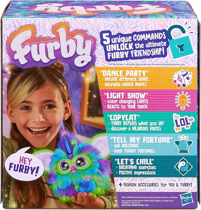 Furby Galaxy Edition, Glow in The Dark, 15 Fashion Accessories, Interactive Plush Toys for 6 Year Old Girls & Boys & Up, Voice Activated Animatronic (Amazon Exclusive)
