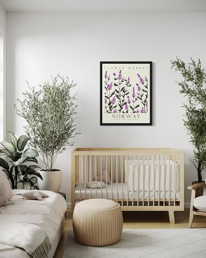 Norway, Purple Heather Art Print Poster, Flower Market Wall Art, Floral Artwork Decor for Bedroom, Kitchen, Bathroom, Livingroom Decoration 52 (Norway, Purple Heather, 36"L x 24"W, Unframed)