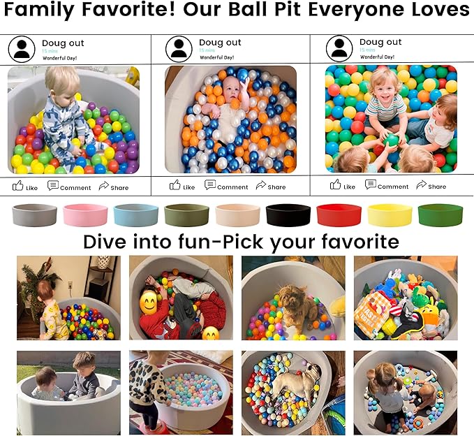 Ball Pit for Toddlers 47.24''x15.75'' Baby Ball Pits Soft Memory Foam Ball Pools Round Lagre Kids Ball Pits Kids Play Ball Pool Ideal Gift for Children (Red, NO Balls)