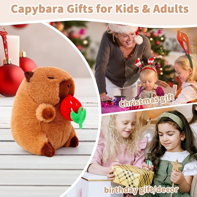 Cute Capybara Plush Toy with Pull-Rope Mini Capybara Keychain Stuff Animal Toys for Car, Desk, Back to School Capybara Gifts, Backpack Charm, Birthday Party Favor Fidget Toys for Kids Aduts (Style C)