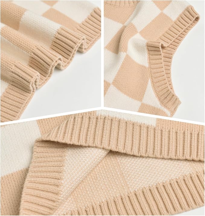Women's Sweater Vest,Y2K Sleeveless Pattern Preppy Style Knitted Crop Tank Top for Girl