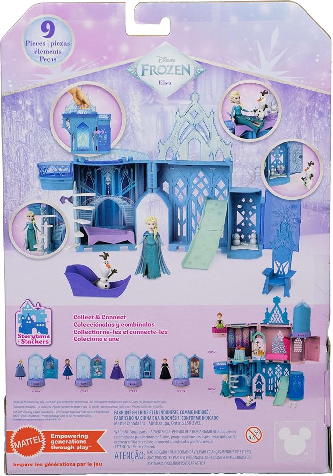 Mattel Disney Princess Toys, Storytime Stackers Elsa Ice Palace, Stackable Castle Doll House with Small Doll & 8 Pieces, Inspired by The Disney Frozen Movies