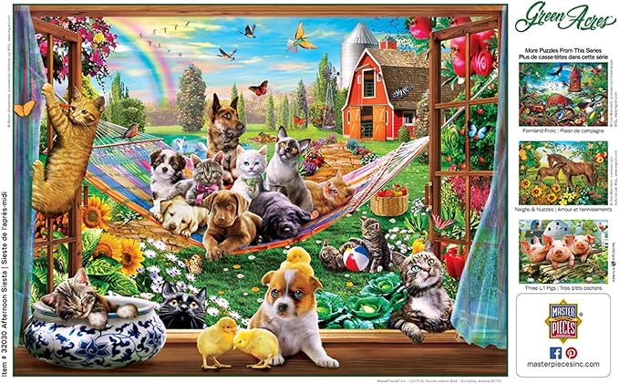 MasterPieces - 300 Piece Jigsaw Puzzle, Large EZ Grip Shapes, Afternoon Siesta, Fun for Adults, Seniors, Family, Kids, Matte Finish, 18"x24"