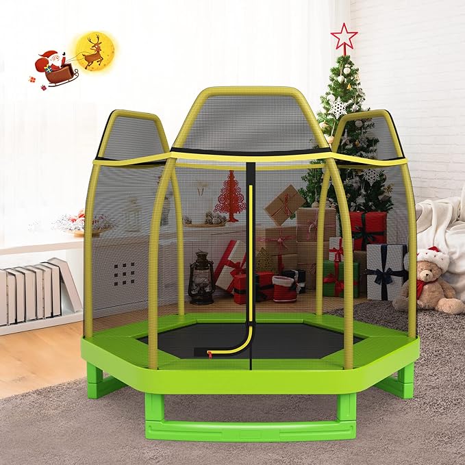 Giantex 7 Ft Trampoline for Kids, Heavy Duty Steel Frame Small Mini Toddler Trampoline, Great Gifts for Boys Girls, Outdoor Indoor Kids Trampoline with Net, for Age 3-8