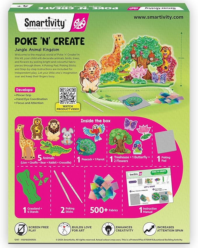 Smartivity Poke ‘n’ Create DIY Kit for Kids 4 to 10 Years, Creative Birthday Gift for Girls & Boys Age 4-5-6-7-8-9-10, DIY Art & Craft Activity Kit