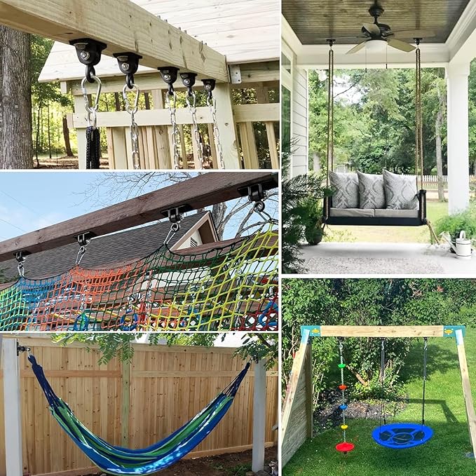 BETOOLL Heavy Duty Swing Hangers Swing Set Hardware Playground Porch Yoga Seat Trapeze Wooden Sets Indoor Outdoor Set of 8