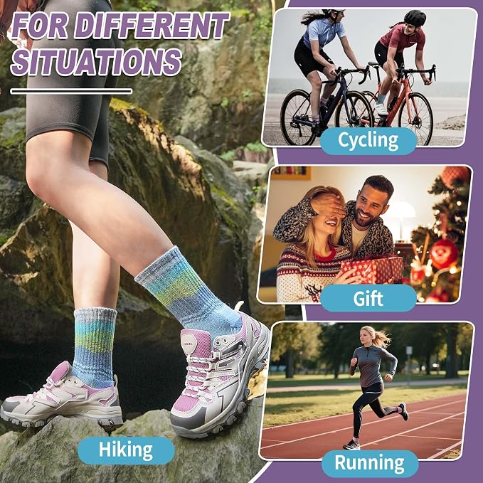 Sandsuced Merino Wool Hiking Warm Socks Thermal Winter Cozy Crew with Cushioned Sole & Moisture Wicking 5 Pairs for Women