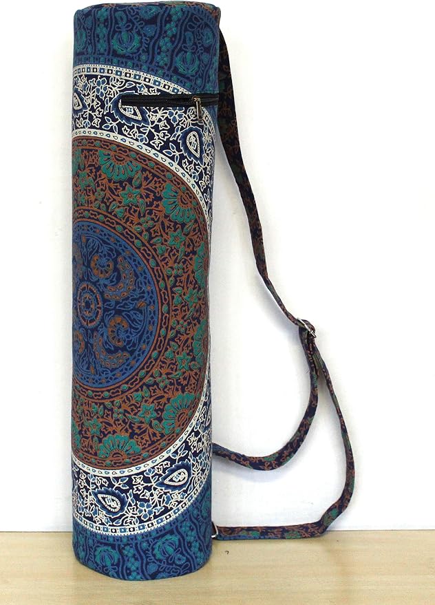 INDIAN CRAFT CASTLE ICC Yoga Mat Bag Carrier Full-Zip Exercise Yoga Mat Carry Bag for Women Men with Multi-Functional Storage Pockets and Adjustable Shoulder Strap 26X6 Inches