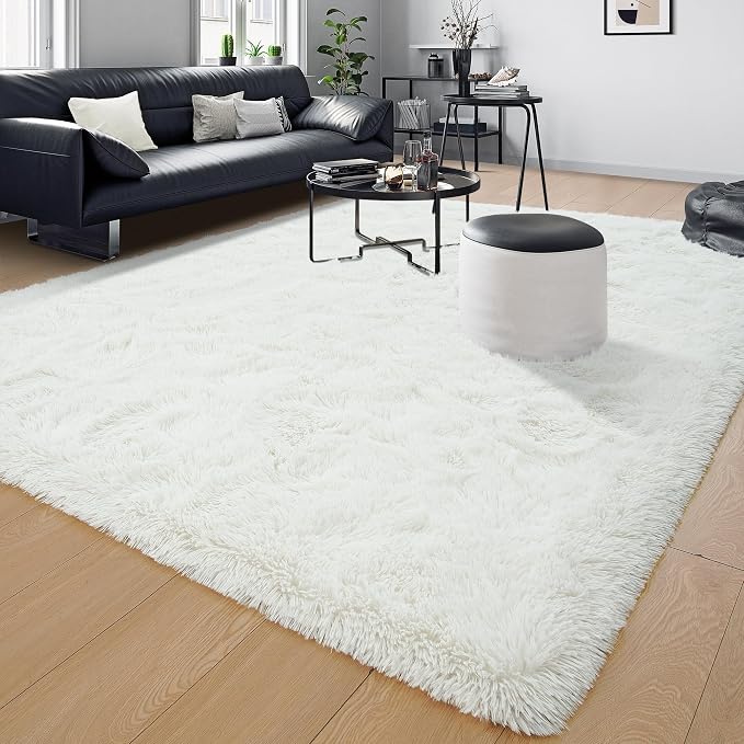 Tepook Soft 3x5 Small Bedside Rug Washable, Fluffy Shaggy Rugs for Living Room Bedroom, Plush Indoor Floor Carpet for Kids Girls Boys Dorm Nursery Home Decor Aesthetic, Cream White