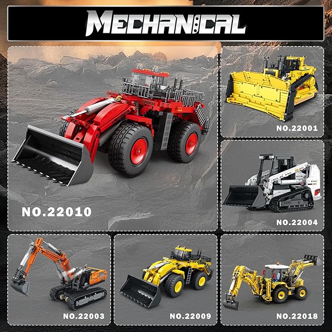 Bulldozer Building Blocks Set 22010, Engineering Vehicle Model Kit for Adults, Remote Control Excavator Toy with 4-Wheel Drive, Gifts for Kids Ages 14+, 1876 Pieces