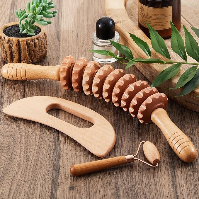 16-in-1 Wood Therapy Massage Tools Set for Body Sculpting Lymphatic Drainage Massager Maderoterapia Kit Therapy Tools Muscle Pain Relief Women Face Wood Roller Fascia Mother Gift Spa Party Supplies