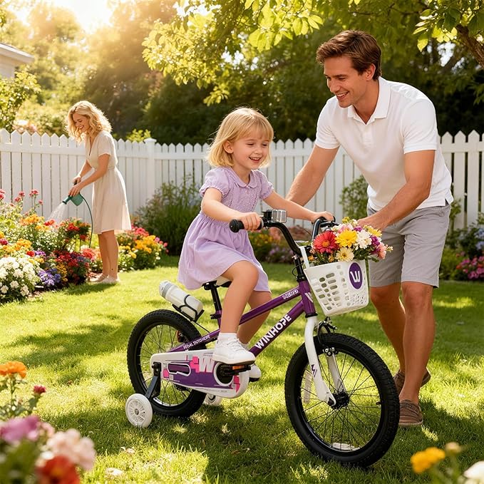 WinHope Kids Bike, 12-18 Inch Toddler Bicycle with Removable Training Wheels and Dual Brakes, Children Bike for Beginner with Adjustable Seat and Headlebar for 2-9 Years Boys Girls, Multiple Colors