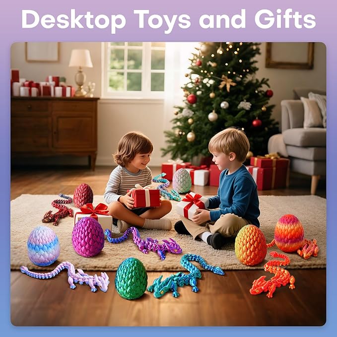 FYEFKJSA 3D Printed Dragon Eggs with Dragon Inside - 12Inch,Articulated Fidget 3D Printed Animals, Interesting Decorative Gift, Easter Basket Essentials Stuffers (Random Ocean Tides)